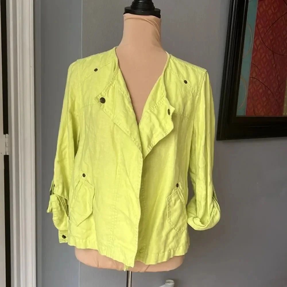 Drape Front Linen Jacket - Picture 2 of 9